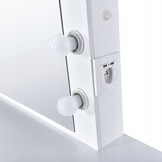 Træ makeuptabel - med skuffer - spejl - LED - USB - stikkontakt - 140x94x43cm