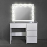 Wooden dressing table - with drawers - mirror - LED - USB - power socket - 140x94x43cm