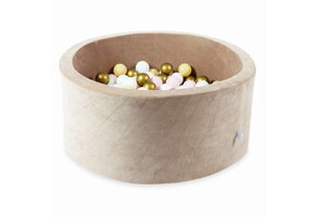 Bollhav - sammet beige - 90x40 cm - 300 bollar - vit, babyrosa, beige, guld
