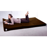 Vikbar madrass med kudde - Tvättbart överdrag - 200cm x 120cm x 10cm - Brun