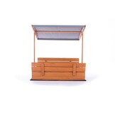 Sandbox - wood - with roof and benches - 120x120 cm - gray