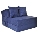 Lyxig gästmadrass - marinblå - campingmadrass - resemadrass - hopfällbar madrass - 200 x 70 x 15 - med kuddar