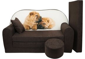 Børnesovesofasæt - gæstemadras - sofa - 170 x 100 x 8 - sovesofa - brun - hvalpe