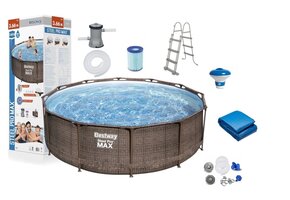 Bestway steel pro pool 366 x 100 cm Rattan-look - komplet sæt