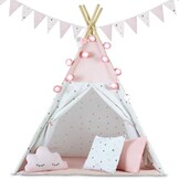 Tipi Wigwam Tent - Playtent with Lights & Garlands - Pink