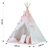Tipi Wigwam Tent - Playtent with Lights & Garlands - Pink