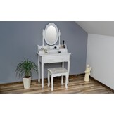 Vanity table white - with mirror and stool - wood - 75x40x147 cm