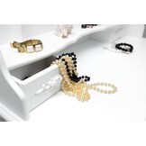 Makeup bord hvid - med spejl og skammel - træ - 75x40x147 cm