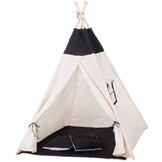Wigwam tipite/pavillon legehus - 4-delt 100% bomuld Sort/hvid