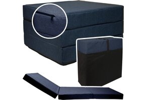 Gæstesengsmadras Navy Blue - sammenfoldelig madras - 195x65x10 cm - campingmadras