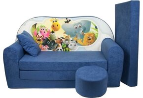 Børnesovesofa sæt - gæstemadras - sofa - 170 x 100 x 8 - sovesofa - marineblå - Madagaskar