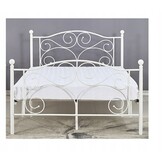 Metal bed frame with slatted base - 120x200 - decorated - white