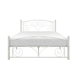 Metal bed frame with slatted base - 120x200 - decorated - white