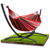 Hammock with stand - steel - 2 person - up to 220 kg - red
