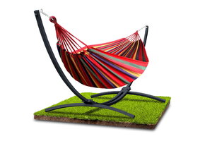 Hammock with stand - steel - 2 person - up to 220 kg - red