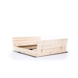 Sandpit - with lid and benches - 120x120 cm - wood