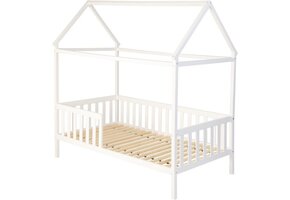 Husbädd hus| Barnsäng| Trä | med staket | 160 x 80 cm