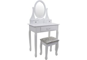 Dressing table - with mirror and stool - 75x40x137 cm - white