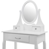 Sminkbord - med spegel och pall - 75x40x137 cm - vit