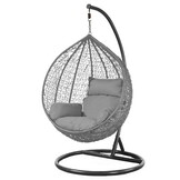 Hanging Chair - Egg Chair - Grey with Black Stand - Up to 125 kg