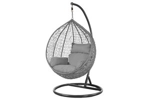 Hanging Chair - Egg Chair - Grey with Black Stand - Up to 125 kg