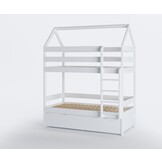 Bunk bed - children's bed - cottage - 80x160 cm - with trundle bed - white