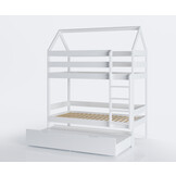 Bunk bed - children's bed - cottage - 80x160 cm - with trundle bed - white