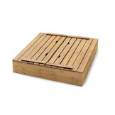 Sandkasse i træ med låg - med sæde - 120x120 cm