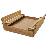 Wooden sandbox 160x160 - foldable cover to seat - double impregnated brown