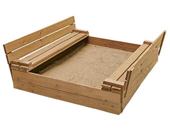 Sandbox trä 160x160 - hopfällbart lock till sittbänk - dubbelimpregnerad brun