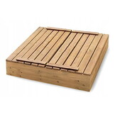 Wooden sandbox 160x160 - foldable cover to seat - double impregnated brown