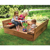 Sandbox trä 160x160 - hopfällbart lock till sittbänk - dubbelimpregnerad brun