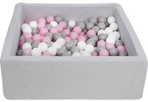 Ball pit - sturdy ball pit - 90x90 cm - 300 balls Ø 7 cm - white, pink, gray.