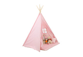Tipi tent - play tent with floor mat and cushions - pink