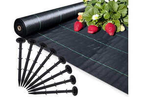 Anti weed fabric - Agrotextile - 1.6 x 100 m - 100 ground pins