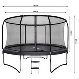 Trampoline - 244 cm - with net and ladder - up to 50 kg - black
