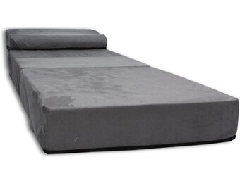Guest mattress with pillow - 70cm x 200cm x 15cm - Foldable - Grey