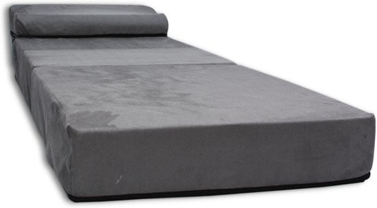 Guest mattress with pillow - 70cm x 200cm x 15cm - Foldable - Grey