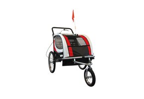 Bike trailer for children - buggy - 2-seater - with shock absorber - red