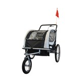 Child bike trailer - buggy - 2-seater - shock absorber - black white