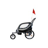 Child bike trailer - buggy - 2-seater - shock absorber - black white