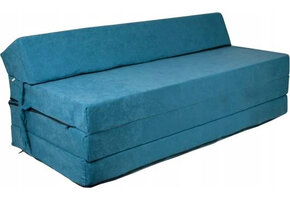 Hopfällbar madrass med kudde - Tvättbart överdrag - 200cm x 120cm x 10cm - Petrolblå