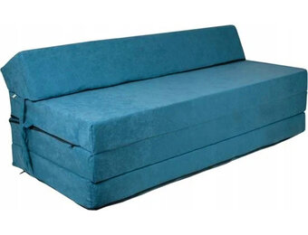 Foldable mattress with pillow - Washable cover - 200cm x 120cm x 10cm - Petrol