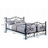 Metal bed frame with slatted base - 140x200 - black