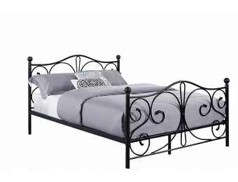 Metalsengestel med lamelbunde - 140x200 - sort