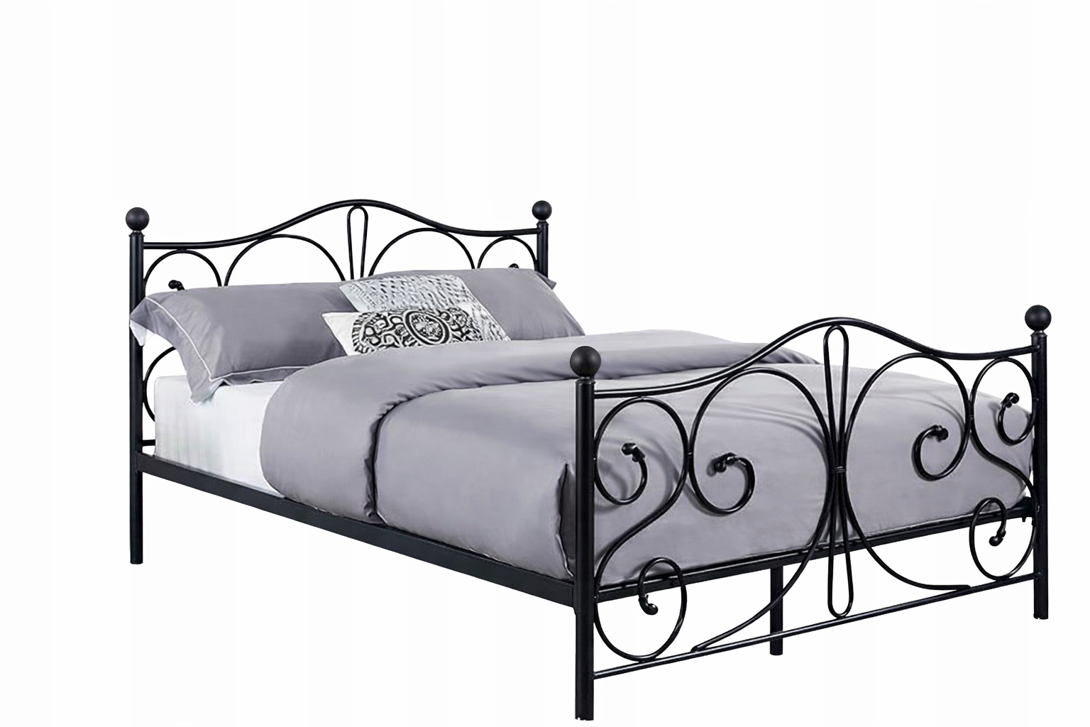 Metal bed frame with slatted base - 140x200 - black
