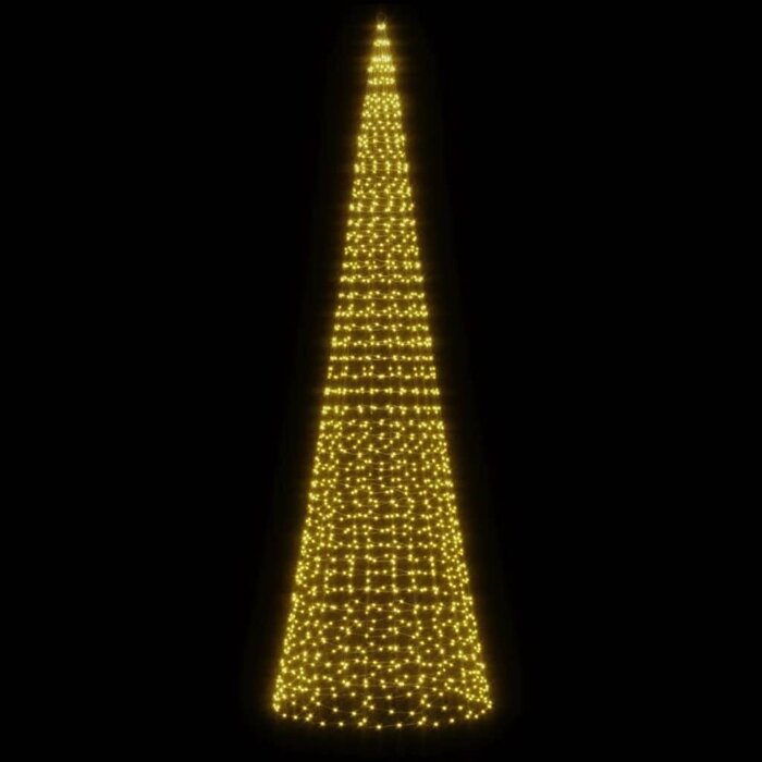 Arbre de Noël LED pour mât de drapeau, 1534 LED blanc chaud, 500 cm - Article Outlet