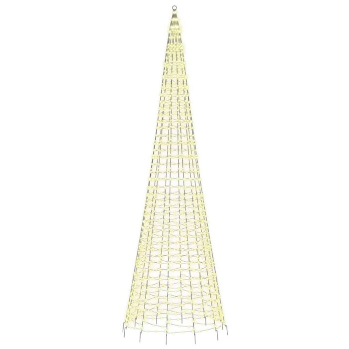 Arbre de Noël LED pour mât de drapeau, 1534 LED blanc chaud, 500 cm - Article Outlet