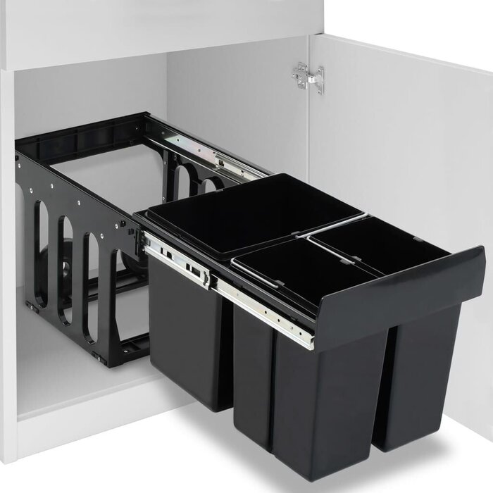Poubelle Intégrée Soft-Close 48L Noir | Outlet jusqu'à -30%