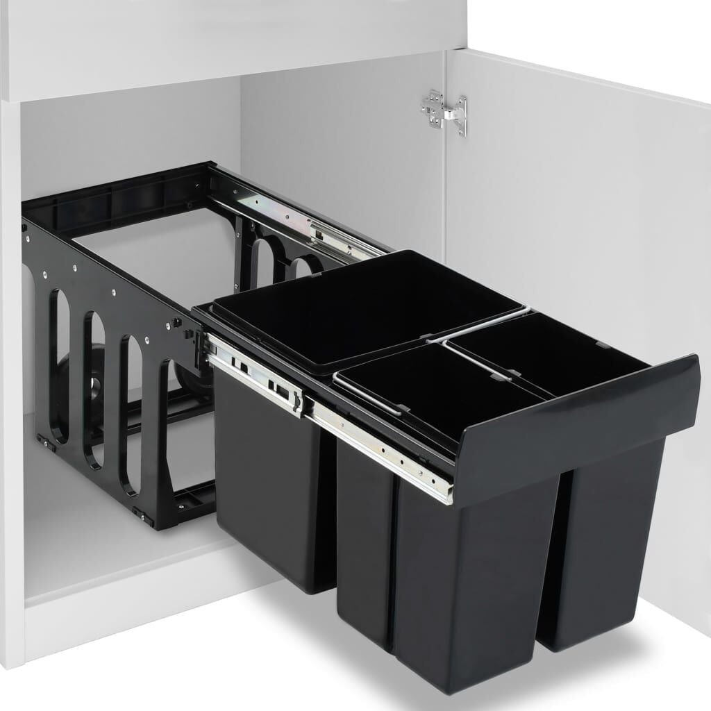 Poubelle Intégrée Soft-Close 48L Noir | Outlet jusqu'à -30%